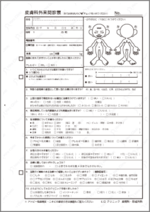 Dermatology outpatient questionnaire
